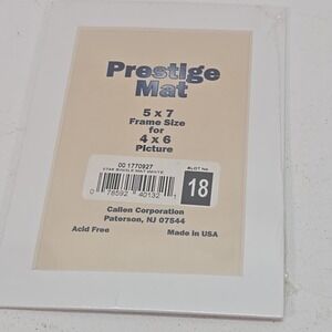 Prestige Mat For Framing Pictures White Size 5X7 for 4X6 Picture Acid Free